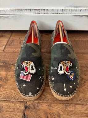 NEW Polo Ralph Lauren Camo Tiger Patch Espadrilles Slip On Shoes Men's Size 13